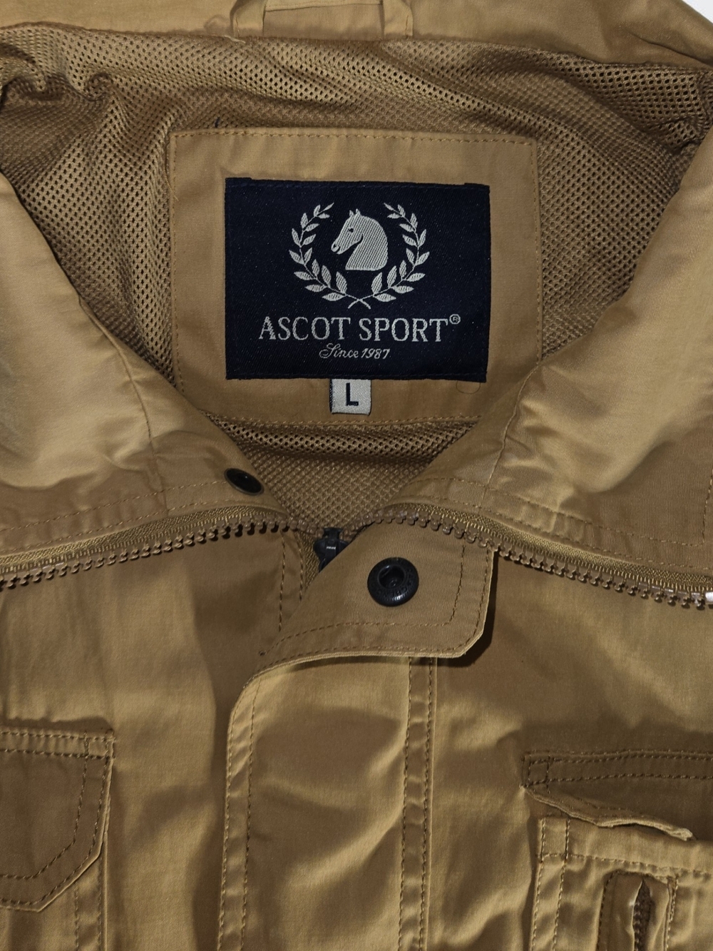 Ascot Sport Tan Utility Jacket Mens Large Field Coat Full Zip Snap Outdoor